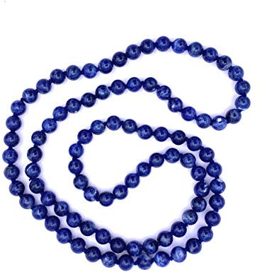 Sodalith Schmuck - Halskette mit Sodalith Kugeln, Größe ca. 8 mm, endlos geknotet, Länge ca. 80 cm - Modellnummer 068P