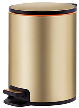 GLP Cubo de basura de acero inoxidable con pedal redondo, cubo de basura de metal para cocina con tapa, moderno cubo de basura para baño, papelera de oficina dorado de 10 l (color: oro, tamaño: 10 L)