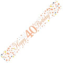 40th Birthday Rose Gold Birthday Party Foil Banner Pennant Age 40