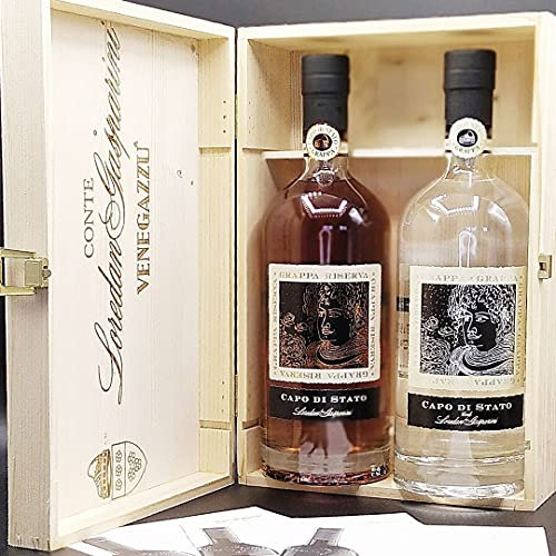 Confezione in cassa legno Grappa Capo di Stato