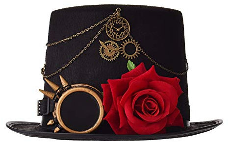 COSDREAMER Unisex Steampunk Zylinder Halloween Kostüm Hut mit Brille Schwarz 3 60cm