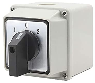 Commutateur étanche 63 A avec boîtier de commande IP65, boîtier robuste, 3 positions, rotatif, 16 bornes à vis