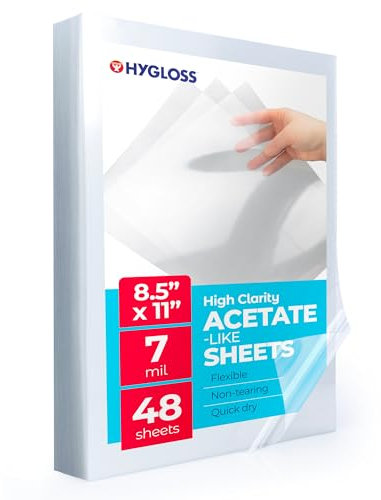 Hygloss Products Acetat-Blätter zum Basteln, transparente Overhead-Projektorblätter, Acetat-ähnlich, für Kunst- und Handwerksprojekte und Klassenzimmer, nicht für Drucker, 21,6 x 27,9 cm, 48 Stück