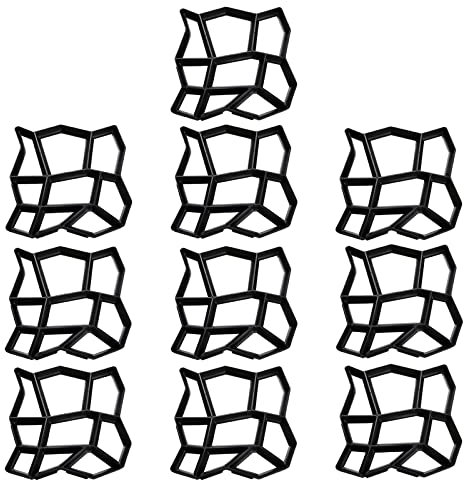 Randaco 10 Pièces Moule en Béton en plastiqu, Coffrage Forme pour Dalles Ciment Brique Pierre Route, Moule à Pavé Pour béton, trottoirs, terrasses, pavés 43 x 43 x 4 cm