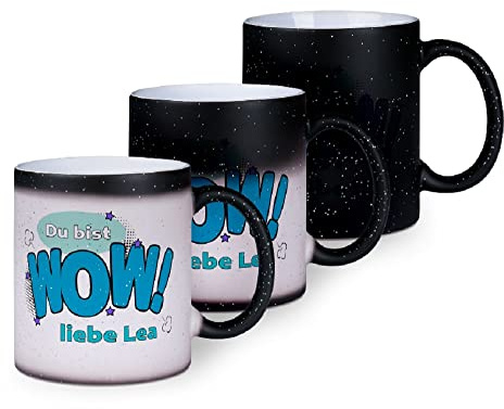 Glitzer Zaubertasse Magic-Tasse Farbwechseltasse Namen oder Spruch selbst gestalten ✓ Magic Mug Tasse ✓ glitter magische FarbwechselTasse Namenstasse Motiv-Tassen