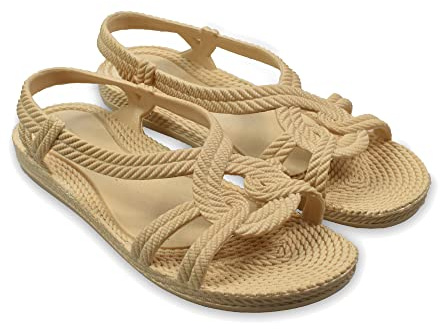 BRASILERAS Flache Sandalen Esmirna für Damen, beige, 40 EU