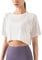 Hanyomo Women's Fitness Workout Crop Tops Short Sleeve Yoga T-Shirts Athletic Running Sports Shirts White L