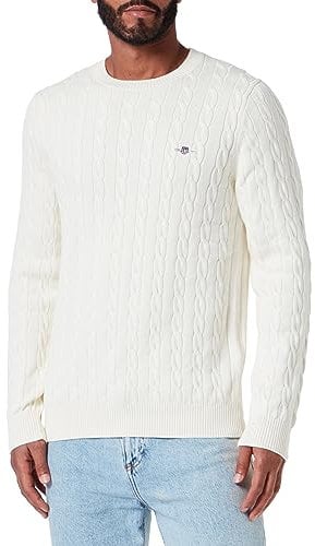 GANT Herren Cotton Cable C-neck Pullover, Cream, 3XL EU