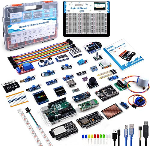 GeeekPi Complete Ultimate Starter Kit for Arduino UNO R3 Mega 2560,ESP32-WROVER,ESP8266,Includes Variable MCU Dev Boards,for Make small smart Devices,IoT prototypes,smart Home and Other Applications