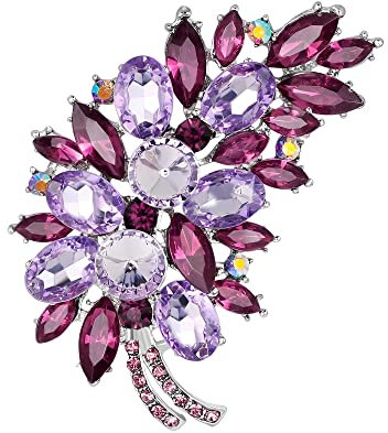 Oenothera Strass Feder Broschen, Fashion Party Brosche, Legierung Anstecknadeln, für Alltag, Feiertage, Arbeit, Hochzeiten, Termine (Lila)