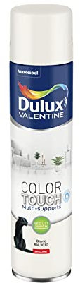Dulux Valentine Peinture Intérieure et Extérieure Aérosol Color Touch - Pour bois, plastique, PVC, carton, papier - Blanc Brillant - 600ml