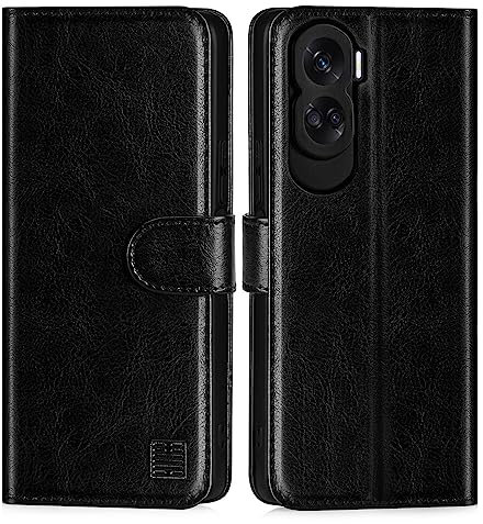 32nd Book Wallet PU Leather Case Cover for Honor 90 Lite, Flip Case With RFID Blocking Card Slots, Magnetic Closure and Built In Stand - Black