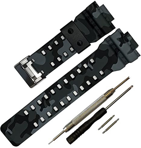 G-Shock replacement watch bands for Casio G-Shock GLS-8900/GW-8900/GA-110/GA-100C/GA-120/GD-110/GLS-100(Military Grey)