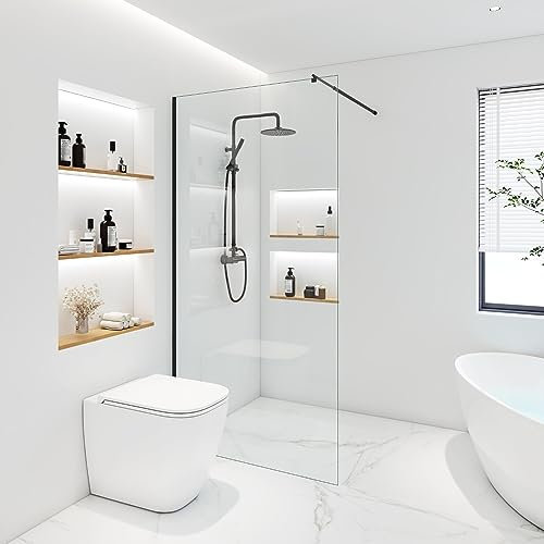 Home Deluxe - Duschabtrennung - BAKI - Breite: 120 cm, Profil Schwarz, Klarglas, Aluminiumrahmen - 10 mm ESG - Sicherheitsglas I Walk in Dusche, Duschwand, Duschtür