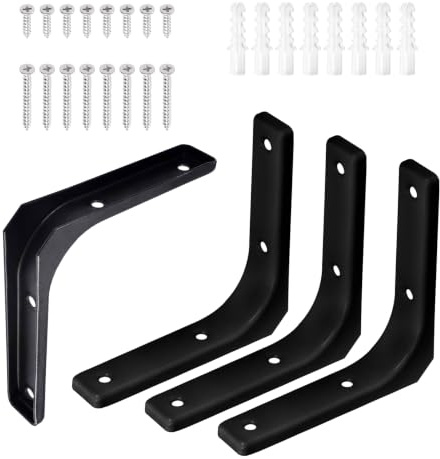 Swpeet 4-Pack 4L x 4H Eisen Wand Regal Halterung, Heavy Duty Regal Halterung, schwimmende Halterung, dekorative Gelenkwinkel L Stahl Kit enthält 16/40MM Schrauben, Anker für Zuhause