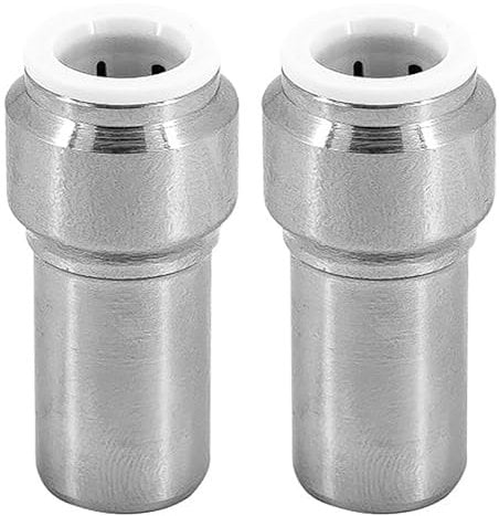 SPARES2GO Radiator Valve 15mm x 10mm Pushfit Chrome Speed Fit Reducing Straight Compression Stem (Pack of 2)
