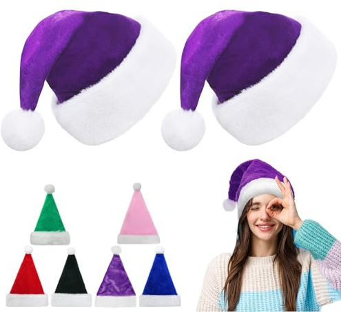 2 Stück Weihnachtsmütze Nikolausmütze Erwachsene Plüsch,45cm Plüsch Nikolausmütze mit Doppeltem Samt für Weihnachtsfeiern,Bequemes Dicker Klassischer nikolaus mütze für festliche Partys im neuen Jahr
