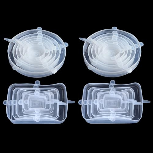 tooloflife Couvercles extensibles en silicone, lot de 24, pour bols, réutilisables, couvercles écologiques extensibles miracles, couvercles en silicone pour micro-ondes, pour plats, bocaux, bols