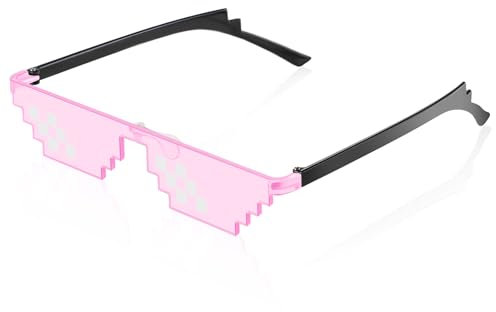 Fiada 8 Bit Pixel Mosaik Brille Unisex Sonnenbrille UV Schutz Spieler Sonnenbrille Coole Brille für Männer Frauen Foto Requisiten