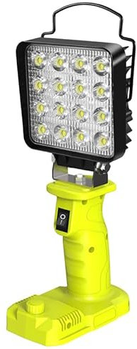 Cordless Work Light, 4000 Lumen Flashlight Compatible with Batteries Ryobi 18V, 35W LED with 140 Degree Pivoting Head, with USB & Type-C Charging Port for Workshop, Garage, Camping, Outdoor