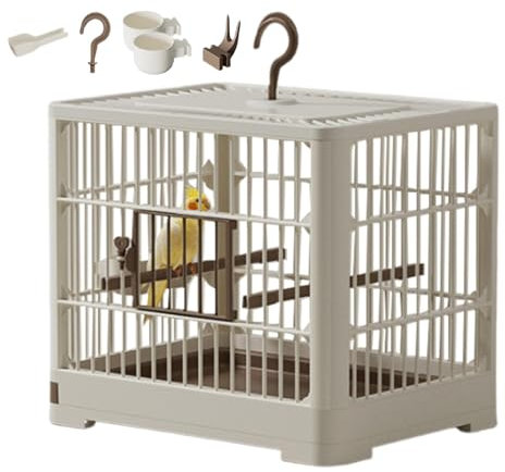 Bandeja desmontable para pájaros, jaula para pájaros con mango de gancho, portador de viaje para periquitos, parte superior para mascotas, pájaros, periquitos, cacatúas, para loros pequeños, canarios,