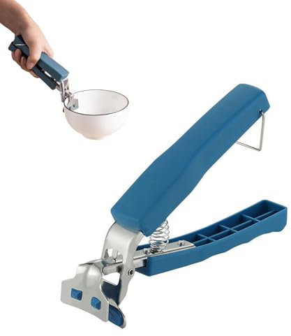 Clip Pinza per Ciotola, Pinza per Padella da Forno a Microonde, Pinza Antiscottatura in Acciaio Inox, Pinza per Teglie in Acciaio Inox, Pinze da Cucina, Pinza Teglie, Pinza Prendi Teglie, 1Pezzo, Blu