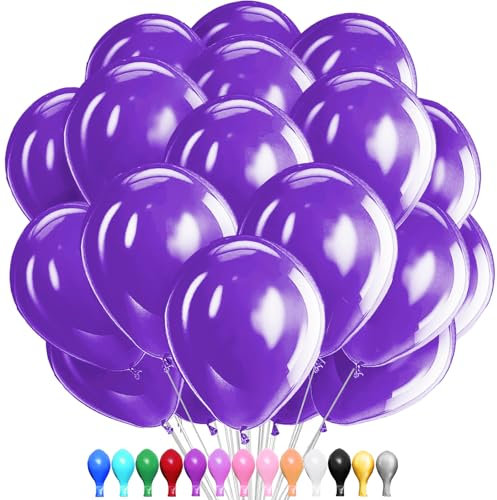 100 Pezzi Palloncini viola intenso Lattice, Palloncini viola intenso 12 Pollici, Decorazioni per Festa viola intenso per Matrimonio Compleanno Battesimo Laurea Natale Festa di Carnevale