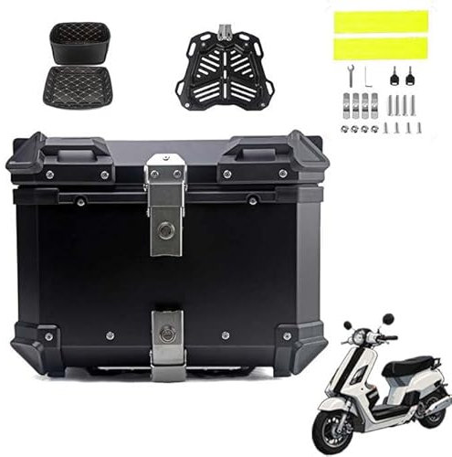 MYJDML Motorrad-Topcase für Yamaha Xmax 125 250 300 Xmax Xmax, Haltbar Motorcycle Suitcase Wasserdicht Motorrad Heckkasten Motorrad Tail Box Tragbares Motorrad Heckbox Koffer,45L-Black