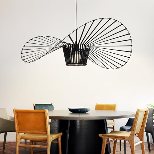 Homefire Hängelampe Esstischlampe Pendelleuchte Schwarz - Esszimmer Lampe Hängend E27 Höhenverstellbar Kronleuchter Modern Pendellampe Wohnzimmer Hängeleuchte Hut Design Esstischlampe 80cm