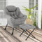RELAX4LIFE Fauteuil de Bureau avec Repose-Pied, Fauteuil Scandinave en Sherpa avec Appui-tête-Poche Latérale-Patins Antidérapants, Fauteuil Coiffeuse Confortable pour Salon Chambre, Gris