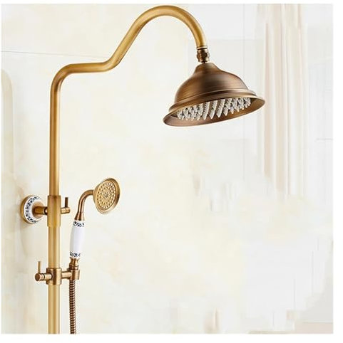 SGKOMN Luxus Badezimmer Dusche Set Wandmontage Wasserhahn Mischbatterie Regen freiliegenden Duschkopf & Handheld Chrom(Brass)