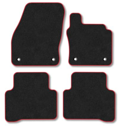 VW Touran (2015-2026) Carpet Car Mats | Red Edge Trim Tailored Fit Floor Mats Full Coverage Protection Accessories Easy Clean Anti Slip Made in the UK