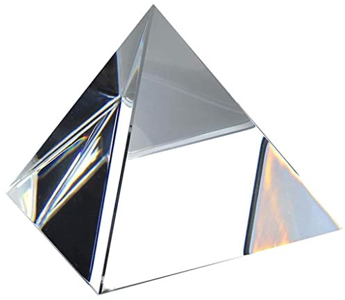 80mm Clear Crystal Glass Pyramid Prism Craft Statue Home Decor Paperweight