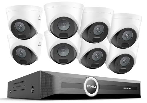SANNCE POE Überwachungskamera Set 5MP 8CH NVR+8 * 5MP Wasserdicht Kamera mit Smart IR LEDs,Bewegungserkennung,APP Alarm,Nachtsicht bis zu 30 Meter