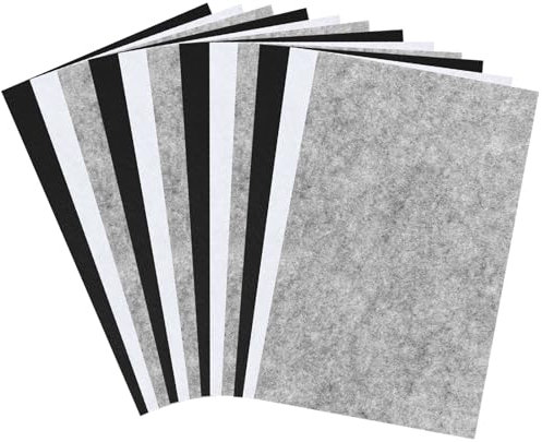 Filz Blätter, 12 Stück 1mm Bastelfilz Gewebe Blätter Steife Filz zum Basteln Dicke Weiche Woll Filzstoff Blätter für Heimwerker Kunst Und Näh Projekte, 20 x 30 cm (Schwarz+Weiß+Grau)