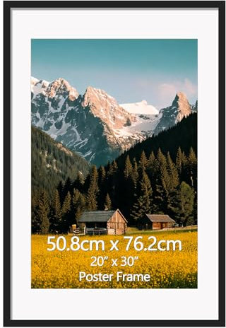 EYMPEU Cadre Photo 50x75 Noir en Alliage d'aluminium avec Passe-Partout pour Placer 40x60CM ou 50x75 CM Photopour Accrocher au Mur