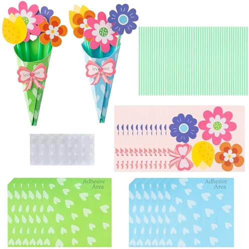 Guyode 78 Pezzi Bouquet per Bambini Artigianato per Bambini Vari Modelli Kit Fiori fai da te Spesso e Durevole si Applica a Ragazzi Ragazze Primavera Compleanno Festa Della Mamma Regalo