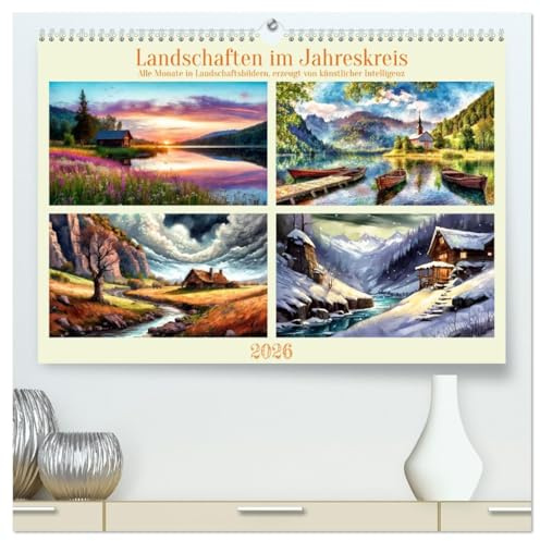 Landschaften im Jahreskreis (hochwertiger Premium Wandkalender 2026 DIN A2 quer), Kunstdruck in Hochglanz: Wanderung durch das ganze Jahr (CALVENDO Natur)