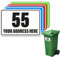 4x Wheelie Bin Number Stickers Trash Garbage Can Coloured Stickers Custom House & Street Name Address Labels
