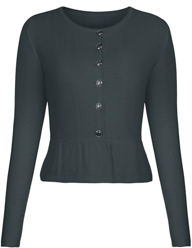 Becotal Damen Trachtenjacke Dirndl Jacke Kurze Trachten Elegante Strickjacke mit Knopfleiste Oktoberfest Outfit