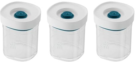ZWILLING FRESH & SAVE CUBE La Mer - Contenitore per spezie, 3 pezzi, misura XS, modulare e impilabile, ermetico e sottovuoto, lavabile in lavastoviglie, trasparente La Mer