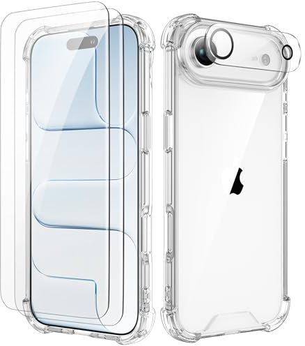 ORETECH für iPhone Air Hülle mit 2 Schutzfolie, Durchsichtig | Kameraschutz, Militärschutz Stoßfeste Kratzfeste Transparent Rückseite Handyhülle für iPhone Air