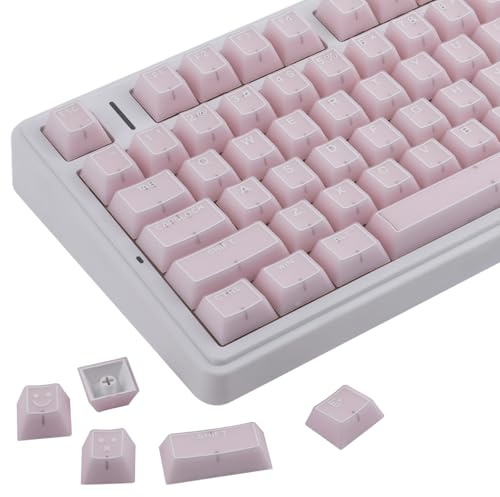 Sunzit Pink Jade Keycaps, Double Shot PBT&PC Tastatur Jelly Keycaps 142 Tasten Cherry Profile Keycap Set für 60%/65%/75%/TKL/96%/100% magnetische mechanische Tastatur