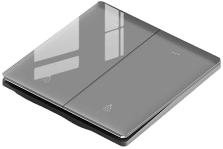 Interruttore Luce Muro,Interruttore Di Commutazion Pannello interruttori quadrato da parete in vetro, presa 16a, luce grande(2Gang)