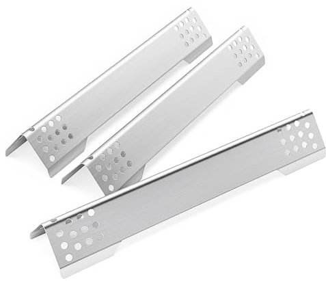 GRISUN 40,2 cm Edelstahl Brennerabdeckung für Rösle Videro G3, G3-S, G3-S Nero, Vario+, Flammverteiler passend für Rösle Videro G2, G4, G6 Serie und Zanzibar Gasgrill, 3 Stück