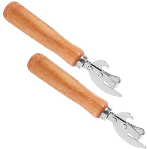 MOLUCKFU 2 pièces Ouvre-boîte Multifonction Acier Inoxydable avec Manche Bois Ergonomique Décapsuleur Portable pour Bouteilles et Canettes Outil de Cuisine Compact pour Bar et Maison