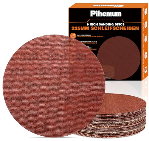pihemum 30 Pcs 225mm Mesh Sanding Discs 120 Grit Hook and Loop Net Sandpaper for Drywall Sander