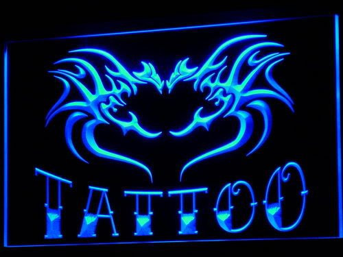 ADVPRO Cartel Luminoso i701-b Tattoo Flying Dragon Heart Love Open Neon Sign