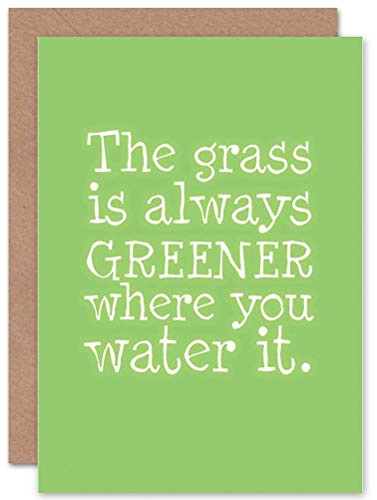Wee Blue Coo Grass Always Greener Water It Green Spring Birthday Sealed Greeting Card Plus Envelope Blank inside