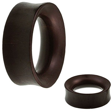 CHICNET Flesh Tunnel Holz schmal schwarz Holztunnel handgeschnitzt Eisenholz Tribal Plug Expander Organic 18 mm